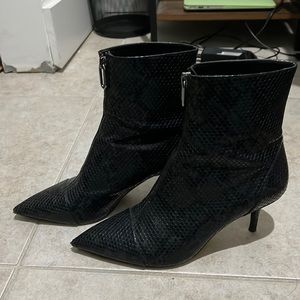 Zara black snake skin zip up bootie. Size 37.
